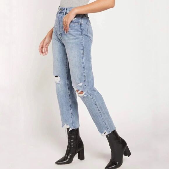 Pistola Cassie Distressed High Rise Straight Leg Jeans Sz 27 - Picture 10 of 16